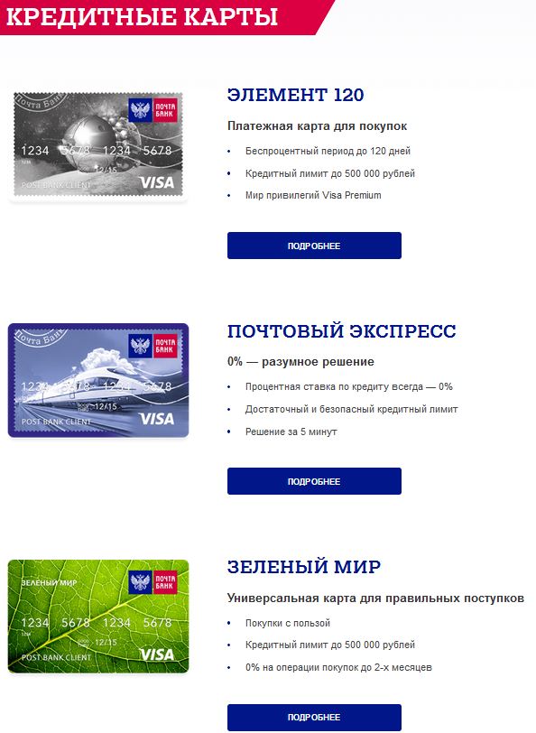 почта банк кредитная карта онлайн заявка